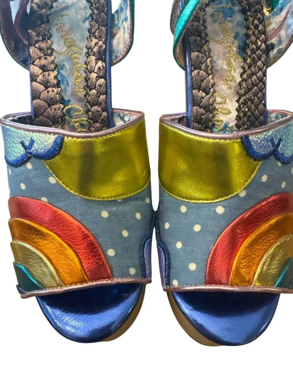 Irregular Choice Funshine 70s Rainbow Wedge Platform Sandals 7 38 Heels Retro - Picture 9 of 10